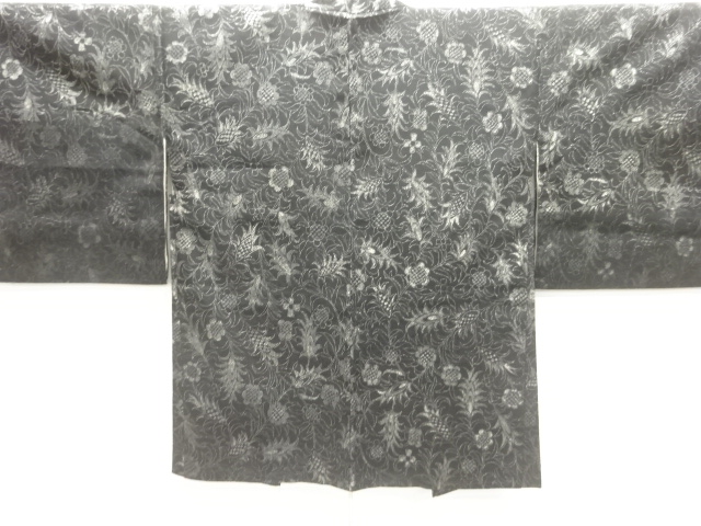 JAPANESE KIMONO / ANTIQUE TAISHO ROMAN KARAKUSA PATTERN WOVEN HAORI